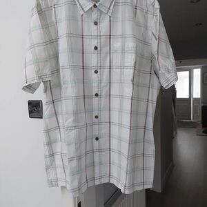 Men's White Plaid Short Sleeve Shirt